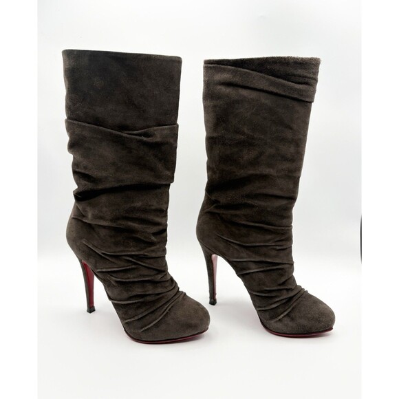Christian Louboutin Brown Suede Slouchy Pilos Boots Mid Calf Sz EU 36 6 - Picture 3 of 15